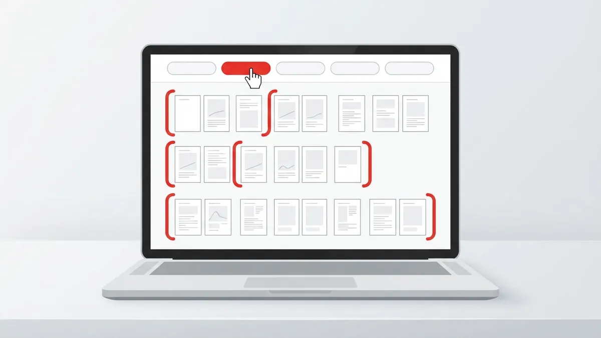 Chọn kiểu tách theo khoảng trang trên các ảnh thu nhỏ của file PDF